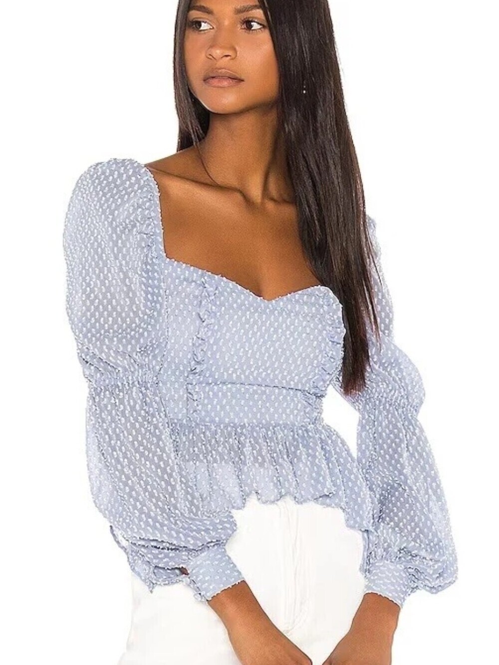 Song of Style Clara Top Sky Blue Romantic Cottagecore Puff Sleeve Top S